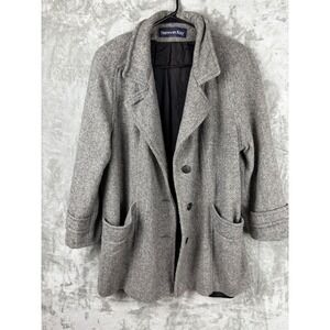 Herman Kay Gray Herringbone Coat‎ Women's 16w Vintage USA Classic  Style